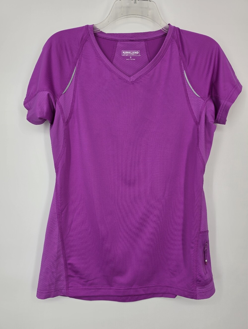 Kirkland Signature Purple Athletic Top Small Reflective Zip Pocket Active
